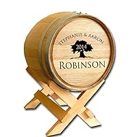 Personalized Oak Wedding Barrel Gift Card Box Holder (5 Gallon) - Engraved Wedding Table Decorations For Reception, Cards Boxes for Wedding Ceremony - Alternative Signature Guest Book (B503)