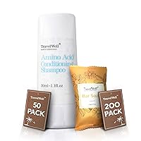Travelwell (Bundle - Travel Size Guest Cleaning Soaps 0.75oz/21g, Individually Wrapped 200 Bars per Box & Travel Size Shampoo & Conditioner 2 in 1, 1.0 Fl Oz/30ml, Individually Wrapped 50 Bottles