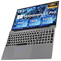 Windows Laptop Computer, 16GB DDR4 RAM, 512GB M.2 PCIe NVMe SSD, 2-3.4 GHz Intel N95 Processor, 15.6