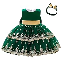 Dressy Daisy Baby Toddler Girls' Special Occasion Dresses Wedding Flower Girl Christmas Party Fancy Ball Gown with Headband