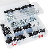 POWERTEC 71127 128 Piece Set T Track Knob Kit w/ 5 Star Knob, 1/4-20 Threaded bolts and Washers, T Track Accessories for Woodworking Jigs and Fixtures