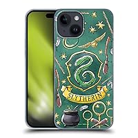 Head Case Designs Officially Licensed Harry Potter Slytherin Pattern Deathly Hallows XIII Hard Back Case Compatible with Apple iPhone 15