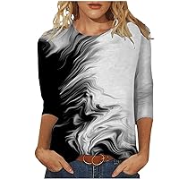 Trendy Blouses for Women Three Quarter Sleeve T Shirt Blouses Casual Loose Tee Tops 2023 Summer Outfits Clothes