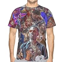 Young Rapper Dolph Singer Collage T Shirt Man's Classic Sports Tee Crew Neck Short Sleeve T-Shirts Black