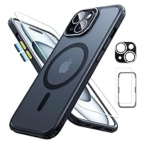 ESR for iPhone 15 Case (5 in 1) Set, Translucent Matte Case with Screen Protector and Camera Lens Protectors, Compatible with MagSafe, Military-Grade Protection, Classic Series, Frosted Black