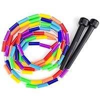 K-Roo Sports Rainbow Jump Rope with Plastic Beaded Segmentation, 7-Foot