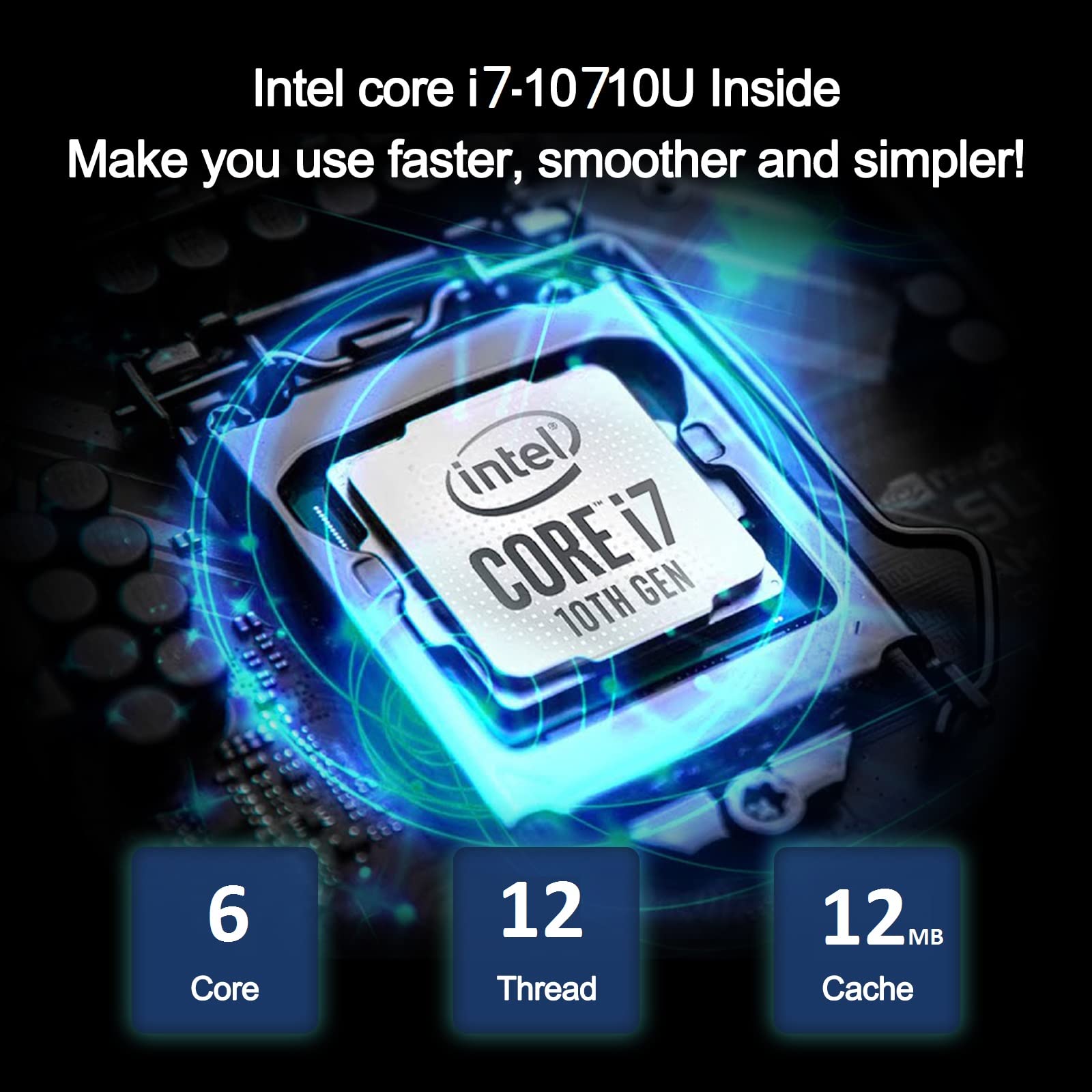 Intel NUC, NUC 10 Mini PC, Win10 Pro Mini Computer, Frost Canyon NUC10i7FNHN, Core i7-10710U, Up to 4.7GHz Turbo, 6 core,25W UHD Graphics, WiFi6, Thunderbolt 3(16GB RAM+512GB SSD)