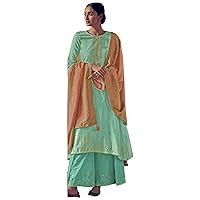Ready to Wear Indian Pakistani Banarasi Foil Printed Cotton Embroidery Salwar Kameez Sharara Palazzo Suits