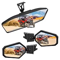 KEMIMOTO UTV Side Mirrors & Center Mirror Compatible with Can Am Maverick Trail Sport MAX 2017-2023 Commander Adjustable Rear View Mirror Replace OEM#715004924 715003638 715003639