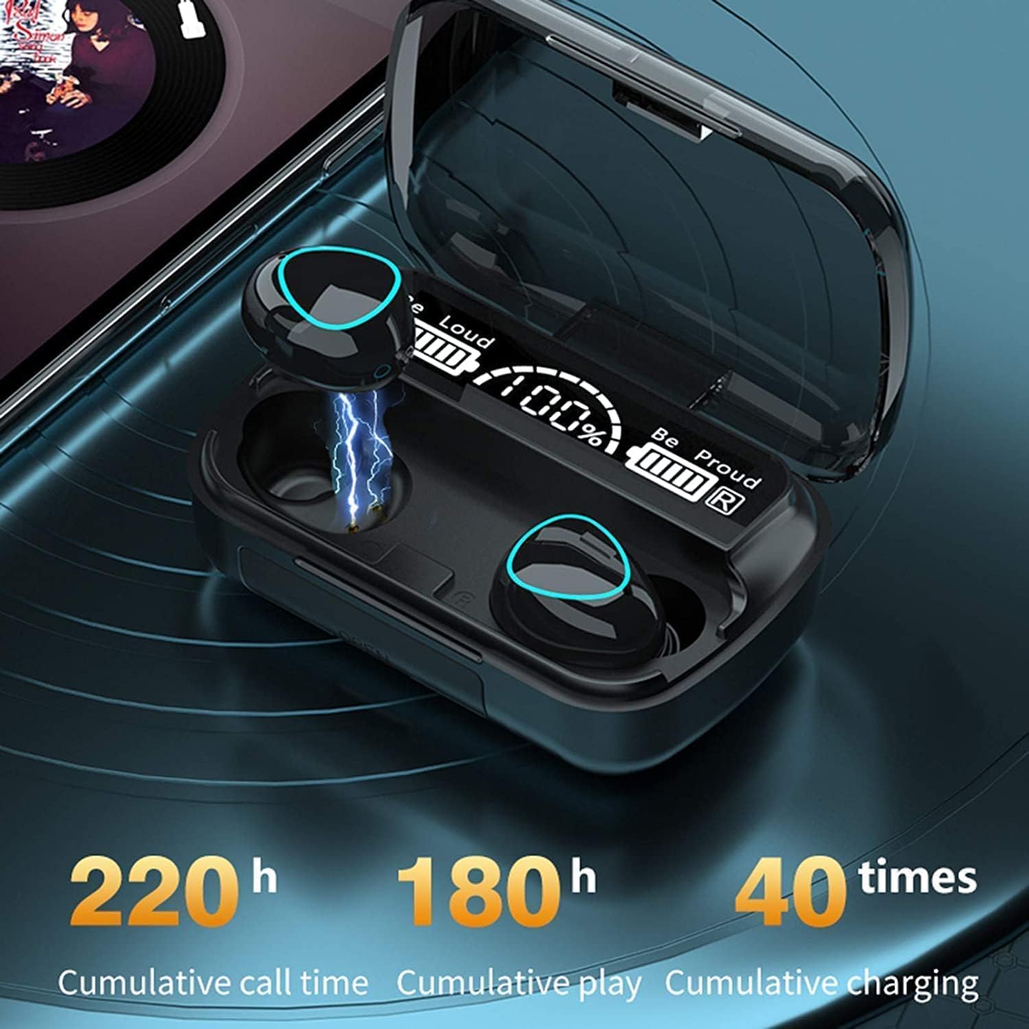 NIUTA Bluetooth Headphones Wireless Earbuds, 142Hr Playtime Sports Ear Buds with 2000mAh Digital Display Charging Case, IPX7 Waterproof Headset with Microphone Cordless Earphone for iPhone Andrio
