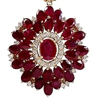 60 Carat Natural Red Ruby and Diamond (F-G Color, VS1-VS2 Clarity) 14K Yellow Gold Luxury Necklace for Women Exclusively Handcrafted in USA