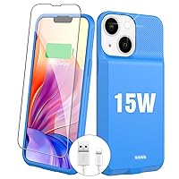 GIN FOXI 15W Fast Charging Battery Case for iPhone 13/13 Pro/14/14 Pro, Ultra-Slim Lightweight Powerful 7000mAh Charger Case Protection Anti-Slip Soft TPU Charging Case for iPhone 13/13Pro/14/14Pro