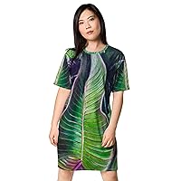 PHNYXPRO | T-Shirt Dress | Polyester Blend | 2XS-6XL | Leaf Art Print | Line in Nature 10