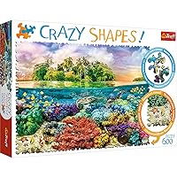 Trefl Tropical Island 600 Piece Jigsaw Puzzle Crazy Shapes Print, DIY Puzzle, Creative Fun, Classic Puzzle for Adults and Children from 10 Years Old