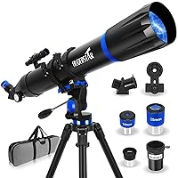 Telescope, Telescopes for Adults Astronomy Professional, 90mm Aperture 800mm Refractor Telescope for Beginners, Magnification 32X-400X，Multi-Coated High Transmission，with Carry Bag & Phone Adapte