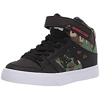 DC Boy's Pure High Top EV Skate Shoes With Ankle Strap and Elastic Laces