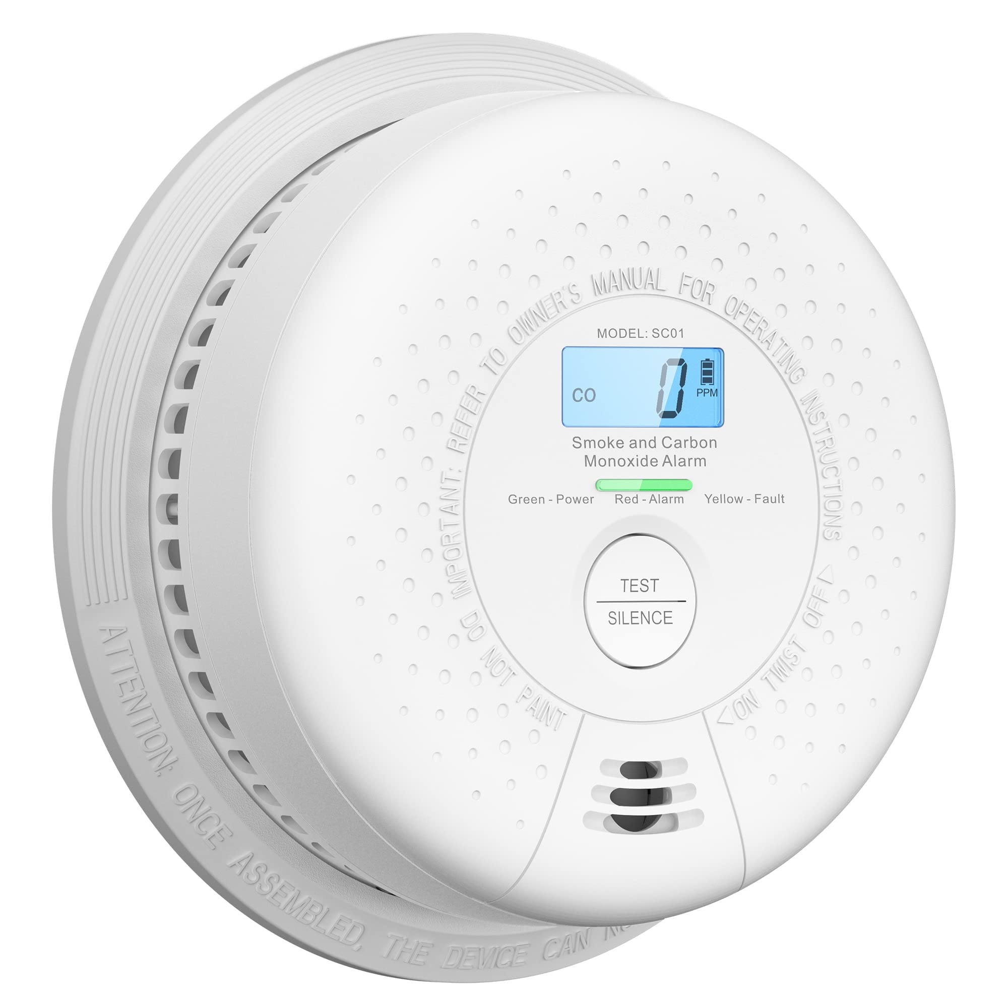 X-Sense 10-Year Battery Smoke and Carbon Monoxide Alarm with Display, Dual Sensor Smoke CO Alarm, Auto-Check, SC01, Pack of 1