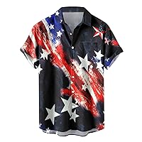 USA Patriotic American Flag Shirts for Men 4th of July Short Sleeve Button Down Hawaiian Bowling Beach Shirts
