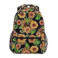 ALAZA Summer Flowers on A Dark Travel Laptop Backpack Bookbags for College Student