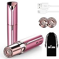Gurelax Facial Hair Remover for Women, Painless Female Facial Hair Shaver Rechargeable, 2 x Replacement Heads Included, The Best Lady Face Electric Razor for Lip, Chin, Arms