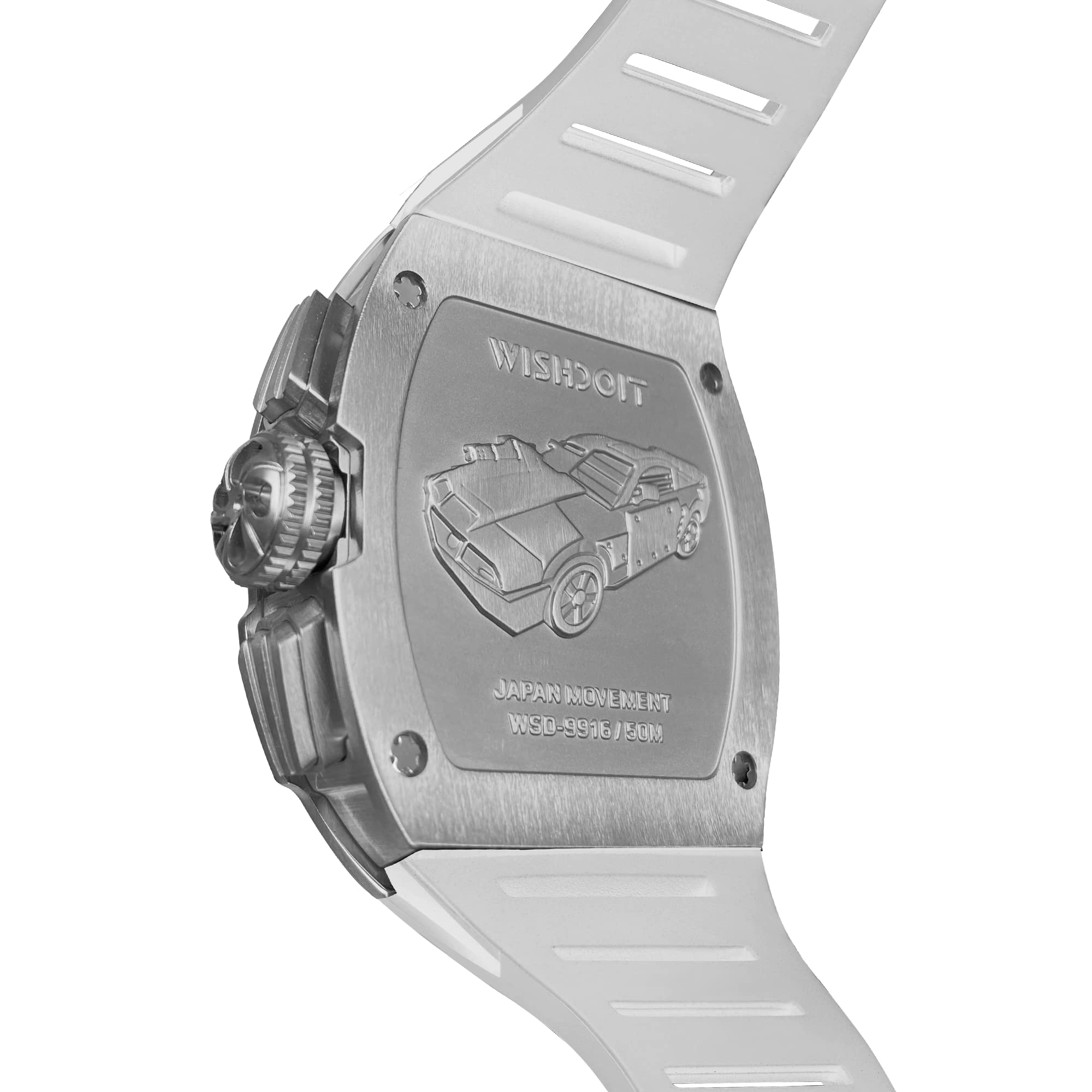 WISHDOIT GT Chronograph Uhr Herren Luxus Tonneau Armbanduhr Kalender Datum Leuchtend Wasserdicht Replik Uhr für Herren FKM Gummiband Sport Kleid Casual Armbanduhr