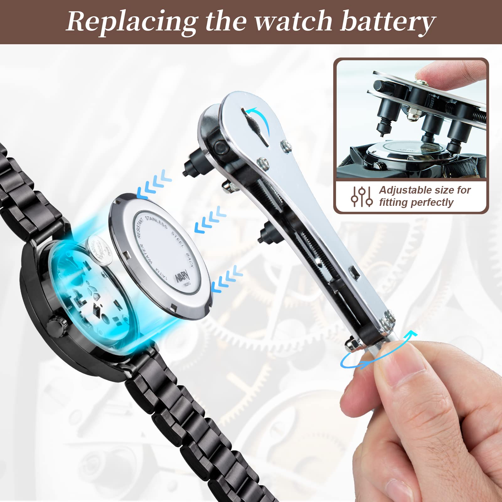 【Combination Version】Eventronic Watch Repair Tool Kit + Watch Press Set, Professional Spring Bar Tool Set,Watch Band Link Pin Tool Set with Carrying Case, Watch Battery Replacement Tool Kits