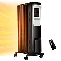 Aikoper Oil Filled Radiator Heater, 1500W Electric Portable Space Heaters for Indoor Use with Remote, Digital Thermostat, 4 Modes, 24h Timer, Overheat & Tip-Over Protection Quiet for Whole Room