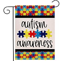 Autism Awareness Garden Flag 12.5 x 18 Inch Vertical Double Sized Puzzle Piece Inspirational Support Yard Outdoor Decoration Flag