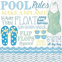 Celebrate the Home Summer 3-Ply Paper Cocktail Napkins, Pool Rules, 20-Count