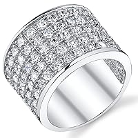 Metal Masters David Beckham Sterling Silver 4 Carats Men's Cubic Zirconia CZ Band Ring 15 MM Sizes 8 to 13