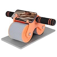Automatic Rebound Abdominal Wheel,Ab Roller Wheel for Core Workout,2 Wheels Balance Design and Mobile Phone Holder,Suitable for Home Office Gym Outdoors,Designed for Men and Women.
