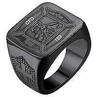 FaithHeart Saint Michael Ring, Saint Christopher Rings,St. Florian Rings, Catholic Medal Great Protector Archangel Defeating Stainless Steel Amulet Rings for Men