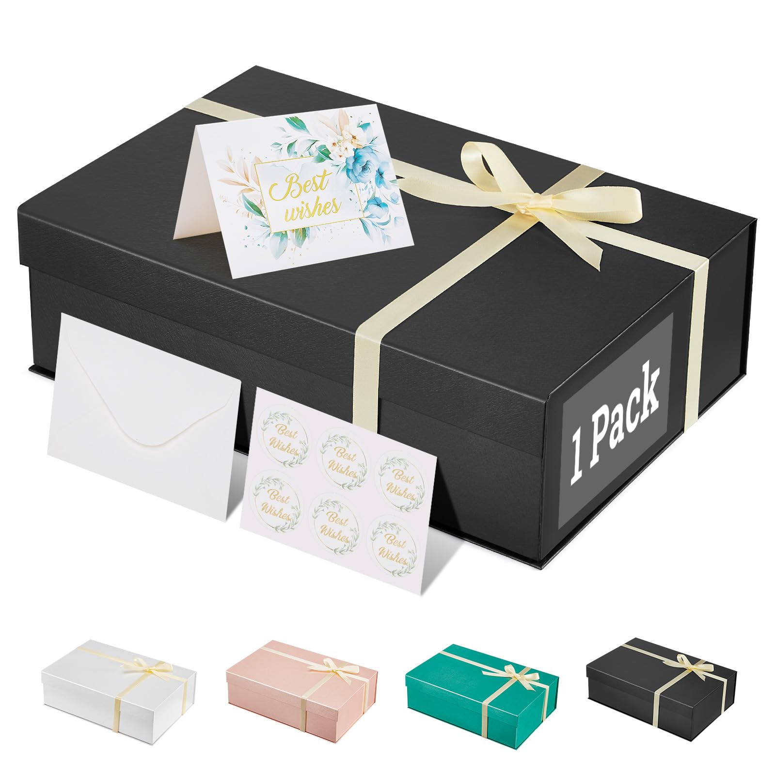 MESHA 13.5x9x4 1PC Black Gift Boxes & 11x8x3.5 1PC White Gift Boxes
