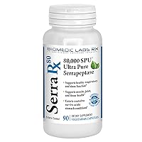 Serra-RX 80,000 SPU Serrapeptase - Enteric Coated Proteolytic Systemic Enzyme, Non-GMO, Gluten Free, Vegan, Supports Sinus & Lung Health, 90 Veg Capsules