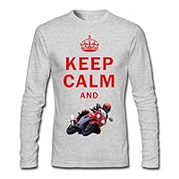 Men's Keep Calm And Play Motorcycle Racing Long Sleeve T Shirt Gray