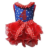 Petitebella Sequins 4th Stars Blue Shirt Red Petal Skirt Set Nb-8y
