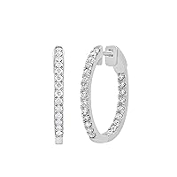 0.50-2.00 Carat Diamond, Sterling Silver Inside-Out Round Cut Lab-Grown Diamond Hoop Earring (J, VS-SI) by La4ve Diamonds | Fine Jewelry for Women Girls| Gift Box Included