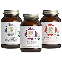 PURE SYNERGY Immediate Immune Support Bundle | Organic Vitamin C Supplement | Zinc Supplement Made with Whole Foods | Rapid Herbal Formula with Echinacea Extract | Non-GMO and Organic Ingredients