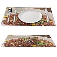 Set of 1 Placemats Healthy Brown Rice Meal Decorative Resistant Non Slip Washable Place Mats Woven Vinyl Placemat Waterproof for Kitchen Table and Bar Mats