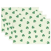 ALAZA St Patricks Day Clover Placemat Plate Holder Set of 1, Polyester Table Place Mats Protector for Kitchen Dining Room 12