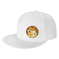 Dogecoin Flat Bill Hats for Men Women Adjustable Trucker Hat Funny Baseball Caps Gray