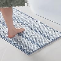 KASENTEX Soft Luxury Bathroom Rug Mat, Absorbent Shaggy Chenille Bath Rugs, Durable Non-Slip Plush Bath Carpet, Machine Wash Dry, Bath Mats for Bathroom Floor, Blue, 20x32