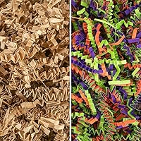 MagicWater Supply - Kraft & Halloween Blend (2 LB per color) - Crinkle Cut Paper Shred Filler great for Gift Wrapping, Basket Filling, Birthdays, Weddings, Anniversaries, Valentines Day