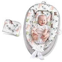 Baby Lounger Cover, Ultra Soft 100% Cotton & Breathable Baby Nest Cover for Co Sleeping, Adjustable Portable Newborn Lounger Baby Bed Cover Perfect for Traveling and Napping(Crocodile Jungle)