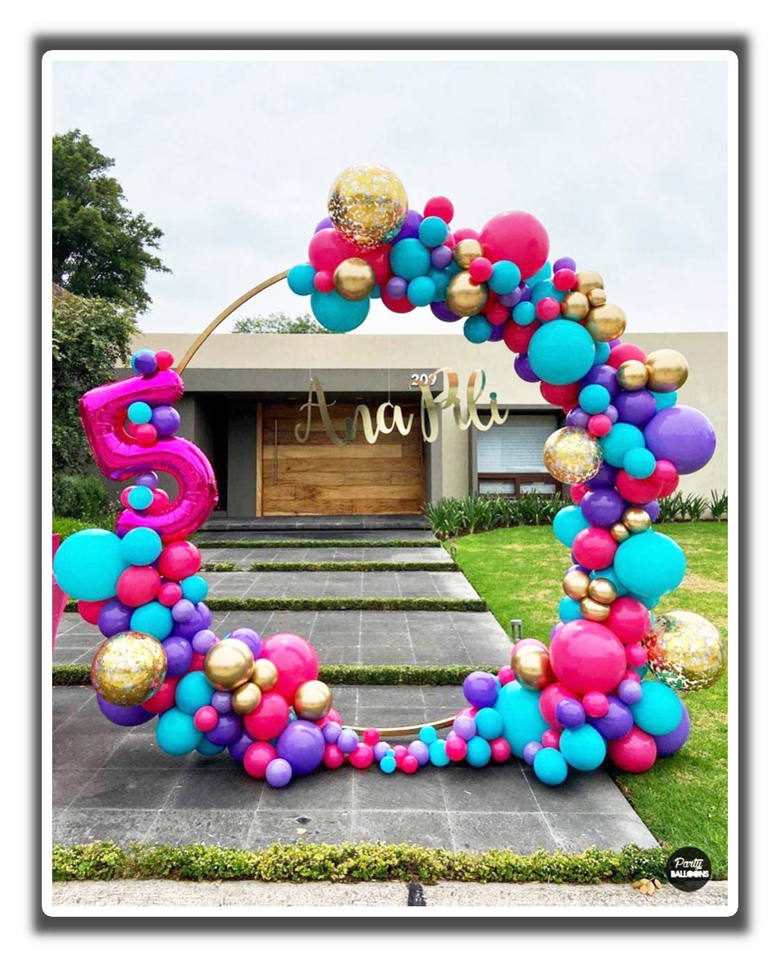 LANGXUN 6ft (1.9m) Large Size Gold Metal Round Balloon Arch kit Decoration, for Birthday Decoration, Wedding Decoration and Photo Background Decoration, Christmas Decorations 2023 Upgrade Model