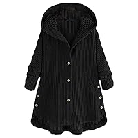 Andongnywell Womens Vintage Loose Baggy Mid Long Corduroy Jacket Trench Coat Overcoats Outwear Jackets