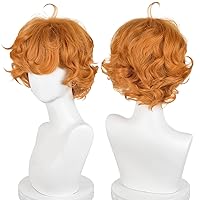 Probeauty Short Orange Wig for Burifu Cosplay, Ginger Curly Wig for Adults, Anime Costume Halloween Christmas Daily Party Wig with Wig Cap