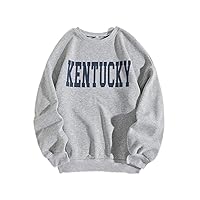 sweatshirt for women Letter Graphic Thermal Pullover sweatshirt for women (Color : Gray, Size : X-Large)