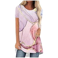 Short Sleeve Tunic Tops For Women Hide Belly Long/Short Sleeve Ethnic Style Printed Tee Tops Trendy Tops Loose Comfy Blouses