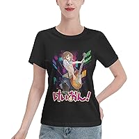 Anime K-On T Shirt Womens Summer O-Neck Clothes Casual Short Sleeves Tee Black